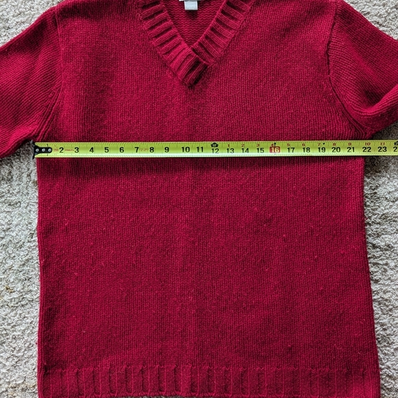 J. Crew Mens Pullover V Neck Long Sleeve Wool Sweater Red Size Medium - Picture 10 of 11